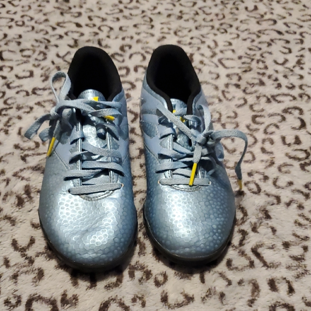 Adidas Light Blue Soccer Cleats with Yellow Accents